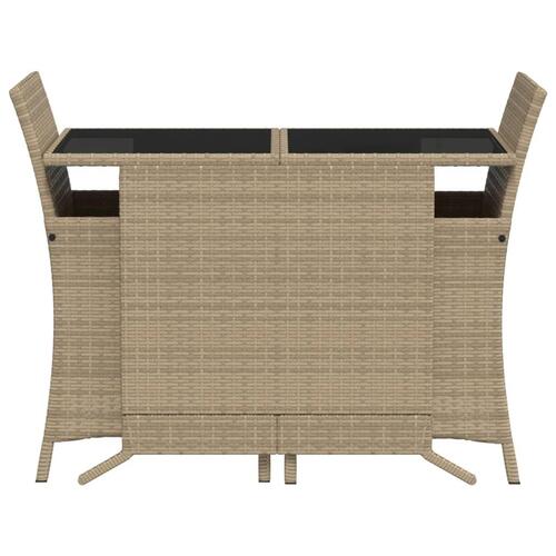 Bistrosæt til haven 3 dele med hynder polyrattan beige
