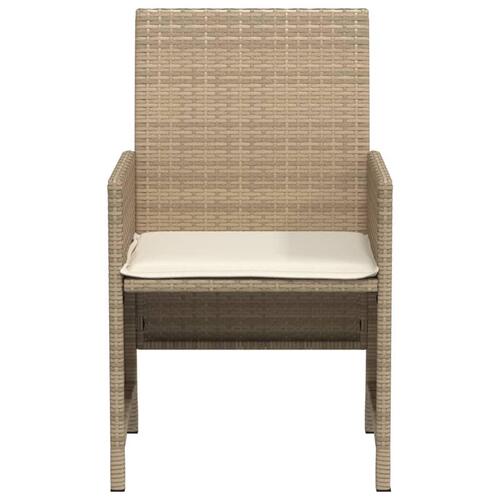 Bistrosæt til haven 3 dele med hynder polyrattan beige