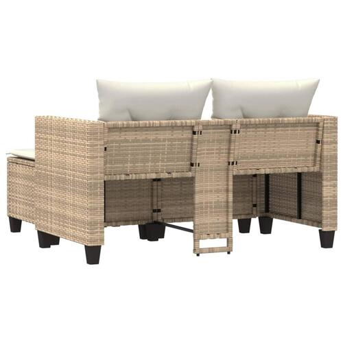 2-personers havesofa med skamler polyrattan beige