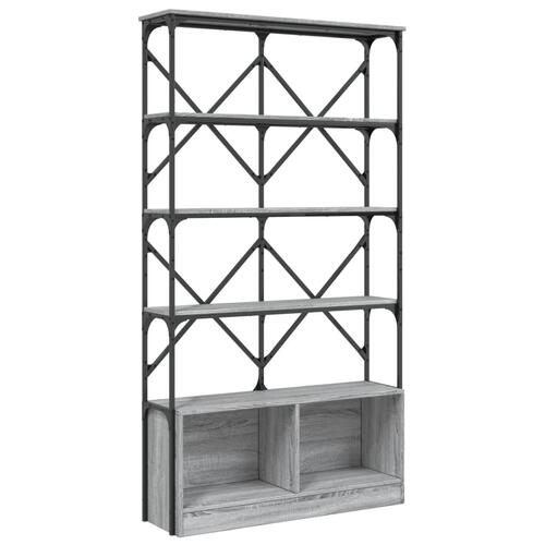Bogreol 100x26x180 cm konstrueret træ og metal grå sonoma-eg