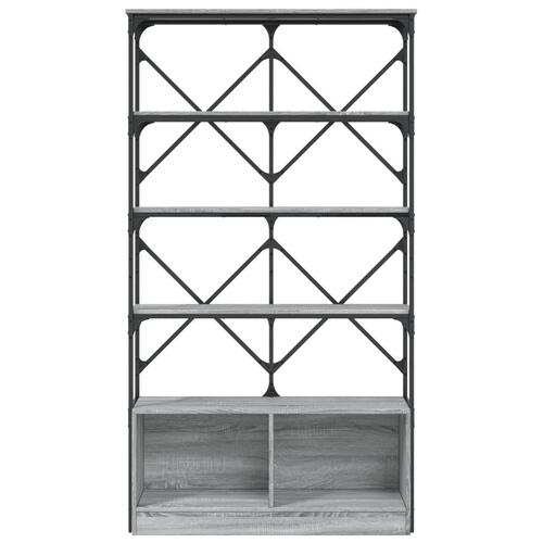Bogreol 100x26x180 cm konstrueret træ og metal grå sonoma-eg