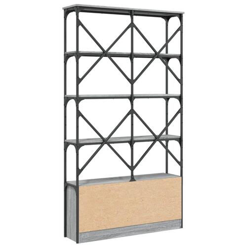 Bogreol 100x26x180 cm konstrueret træ og metal grå sonoma-eg