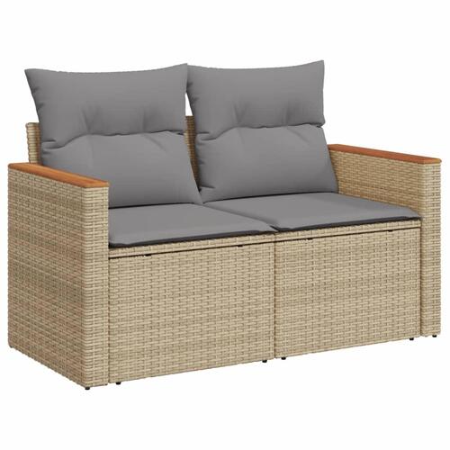 Spisebordssæt til haven 3 dele med hynder polyrattan beige