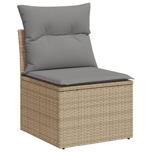 Spisebordssæt til haven 3 dele med hynder polyrattan beige