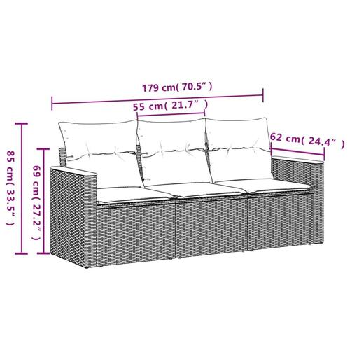 Spisebordssæt til haven 3 dele med hynder polyrattan beige