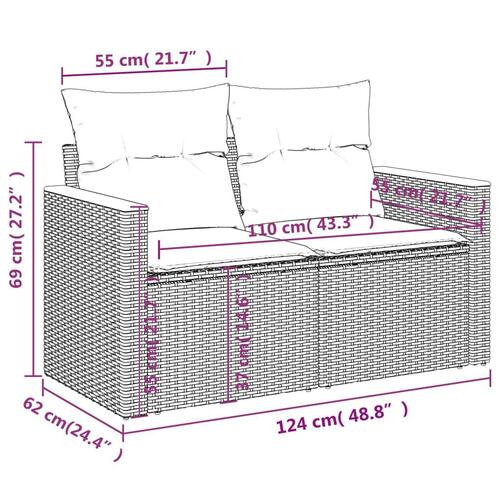 Spisebordssæt til haven 3 dele med hynder polyrattan beige
