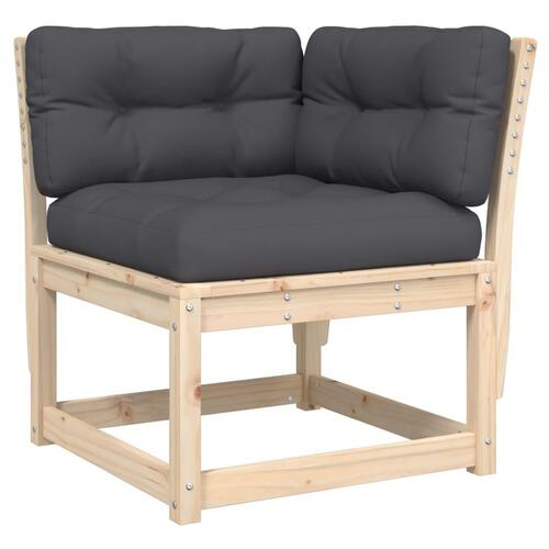 Hjørnemodul til havesofa 73x73x78 cm m. hynder massivt fyrretræ