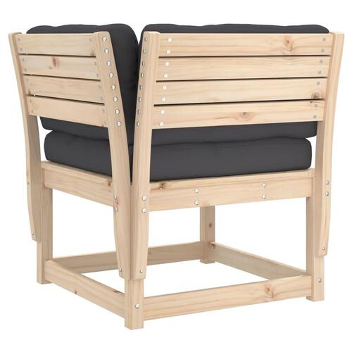 Hjørnemodul til havesofa 73x73x78 cm m. hynder massivt fyrretræ