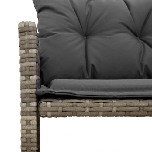 L-formet havesofa med bord og hynder i polyrattan - grå
