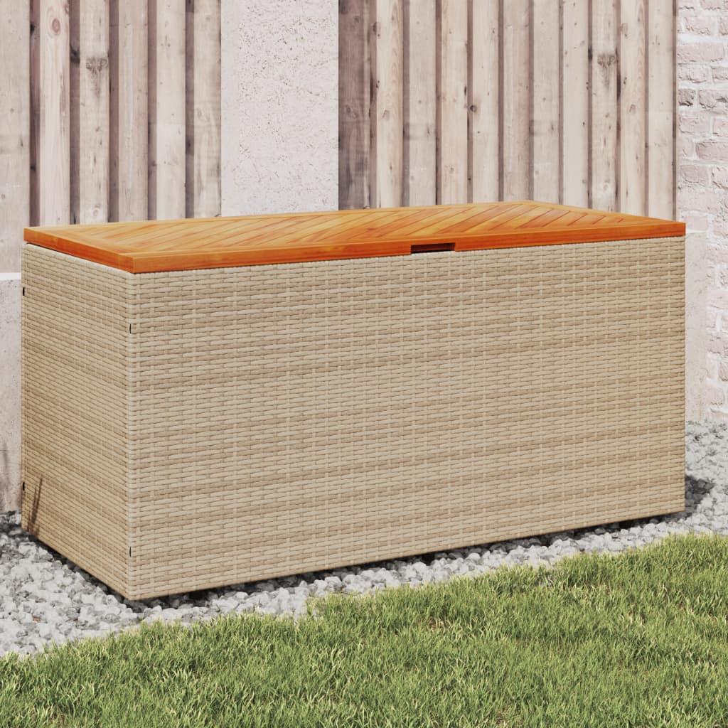 Opbevaringsboks til haven 110x50x54 cm polyrattan akacie beige