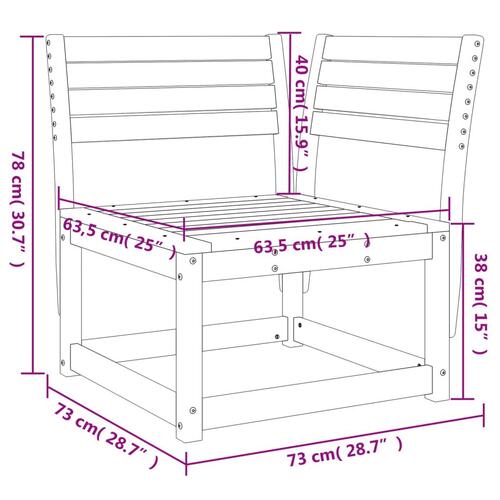 Hjørnemodul til havesofa 73x73x78 cm massivt douglasgran