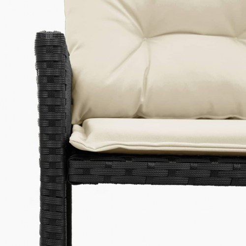 Havesofa med bord og hynder L-formet polyrattan sort