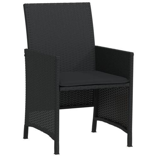 Bistrosæt til haven 3 dele med hynder polyrattan sort
