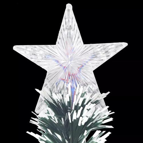 Kunstigt juletræ med fod og LED-lys 210 cm fiberoptisk