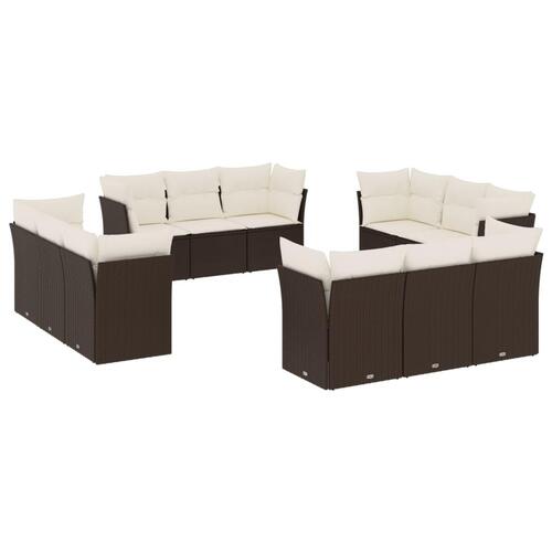 Sofasæt til haven 12 dele med hynder polyrattan brun