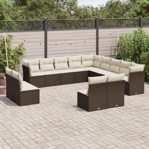 Sofasæt til haven 13 dele med hynder polyrattan brun
