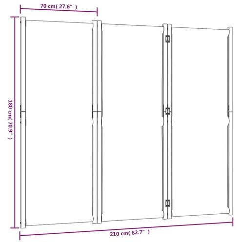 3-panels rumdeler 210 x 180 cm gråbrun