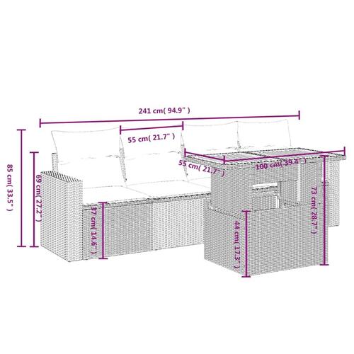 Sofasæt til haven 5 dele med hynder polyrattan sort