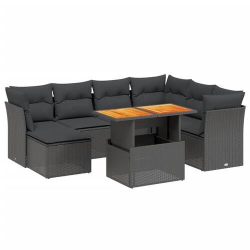 Sofasæt til haven 8 dele med hynder polyrattan sort