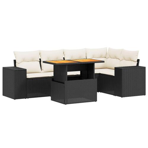 Sofasæt til haven 6 dele med hynder polyrattan sort