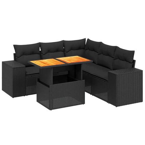 Sofasæt til haven 6 dele med hynder polyrattan sort