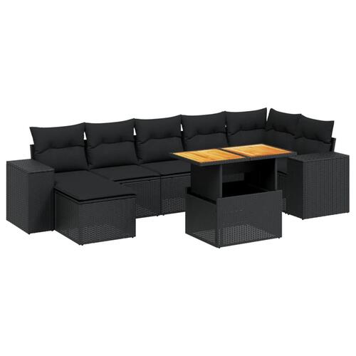 Sofasæt til haven 8 dele med hynder polyrattan sort