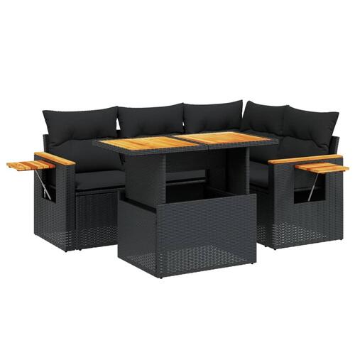Sofasæt til haven 5 dele med hynder polyrattan sort