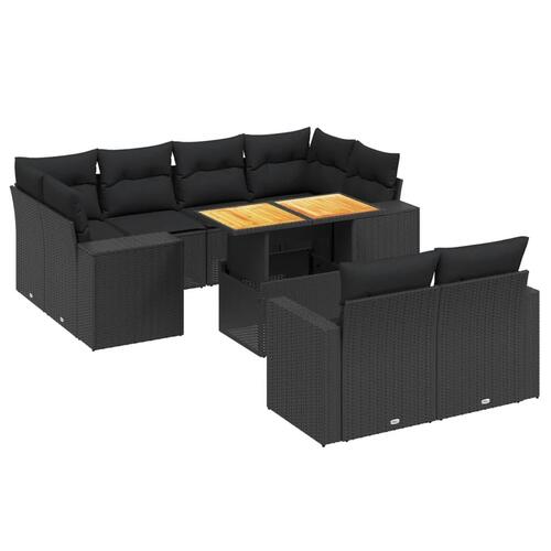 Sofasæt til haven 11 dele med hynder polyrattan sort