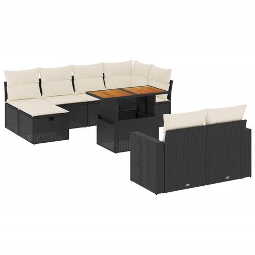 Sofasæt til haven 11 dele med hynder polyrattan sort