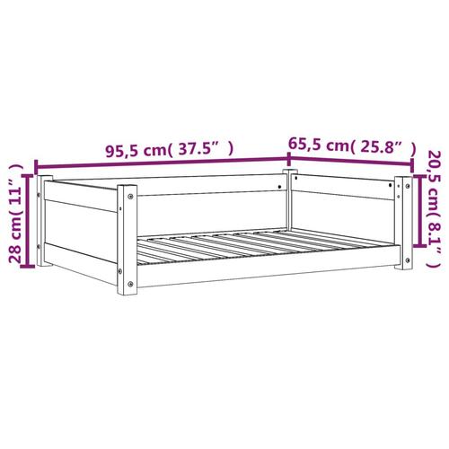 Hundeseng 95,5x65,5x28 cm massivt fyrretræ gyldenbrun