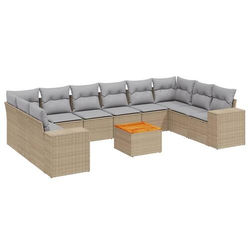 Sofasæt til haven 11 dele med hynder polyrattan beige