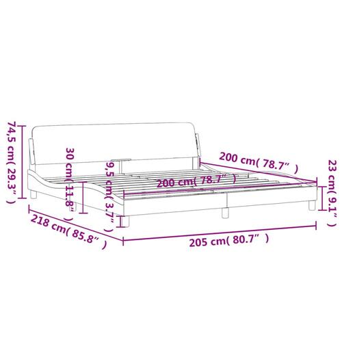 Sengeramme med sengegavl 200x200 cm kunstlæder hvid