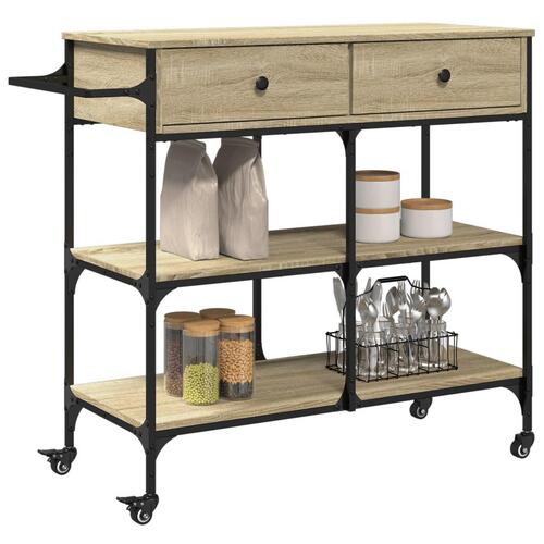 Køkkenvogn 105x42x95 cm konstrueret træ sonoma-eg