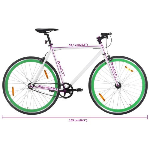 Cykel 1 gear 700c 55 cm hvid og grøn