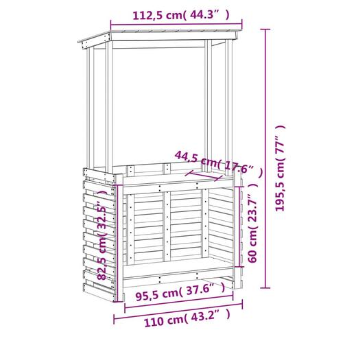 Udendørs barbord med tag 112,5x57x195,5 cm massivt træ