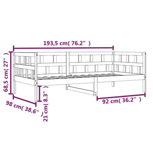 Daybed 90x190 cm massivt fyrretræ gyldenbrun