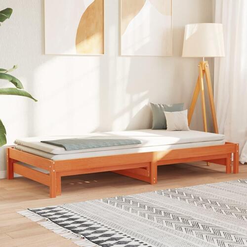Daybed med udtræk 90x190 cm massivt fyrretræ gyldenbrun