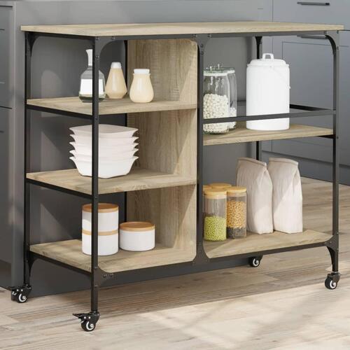Køkkenvogn 100x45x89,5 cm konstrueret træ sonoma-eg
