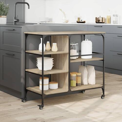 Køkkenvogn 100x45x89,5 cm konstrueret træ sonoma-eg