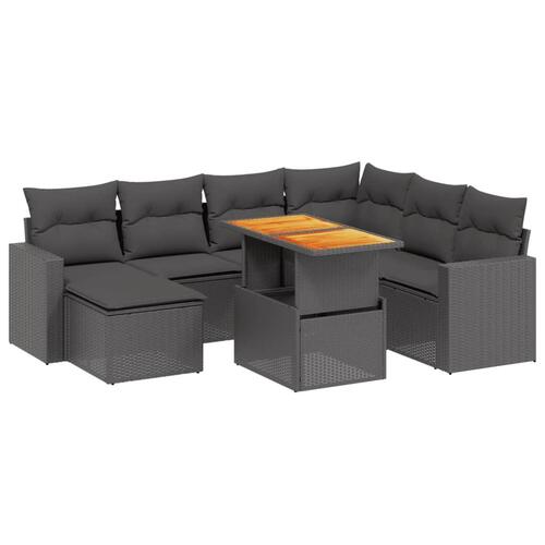 Sofasæt til haven 8 dele med hynder polyrattan sort