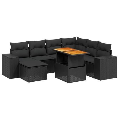 Sofasæt til haven 8 dele med hynder polyrattan sort