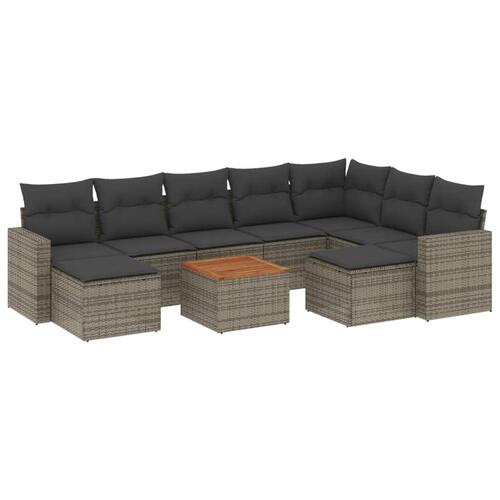 Sofasæt til haven 10 dele med hynder polyrattan grå