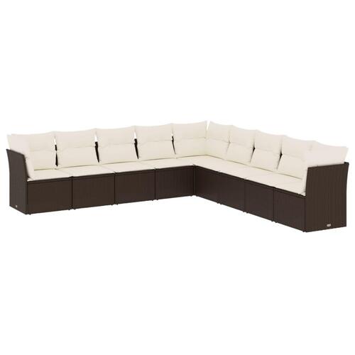 Sofasæt til haven 9 dele med hynder polyrattan brun