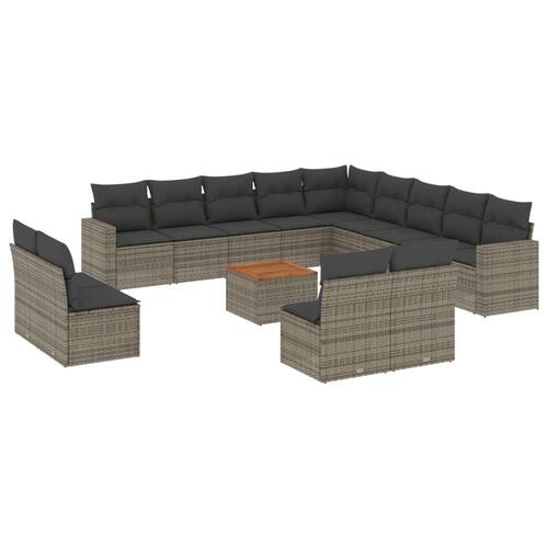 Sofasæt til haven 14 dele med hynder polyrattan grå