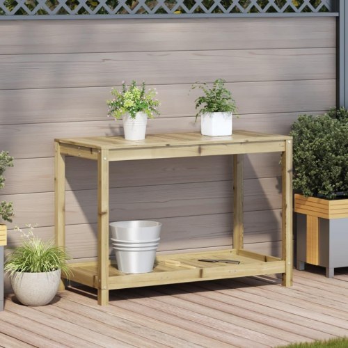 Plantebord med hylde 108x50x75 cm imprægneret fyrretræ