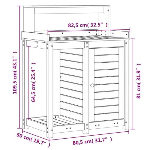 Plantebord med hylder 82,5x50x109,5 cm massivt douglasgran