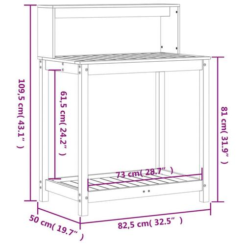 Plantebord med hylder 82,5x50x109,5 cm massivt douglasgran