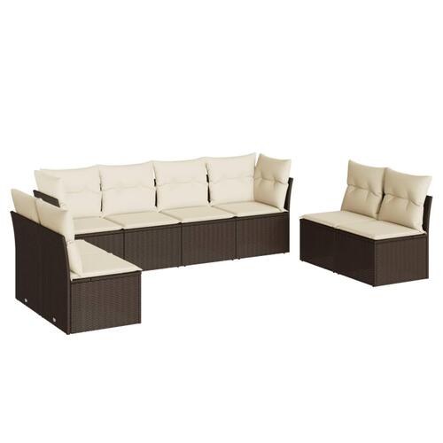 Sofasæt til haven 8 dele med hynder polyrattan brun