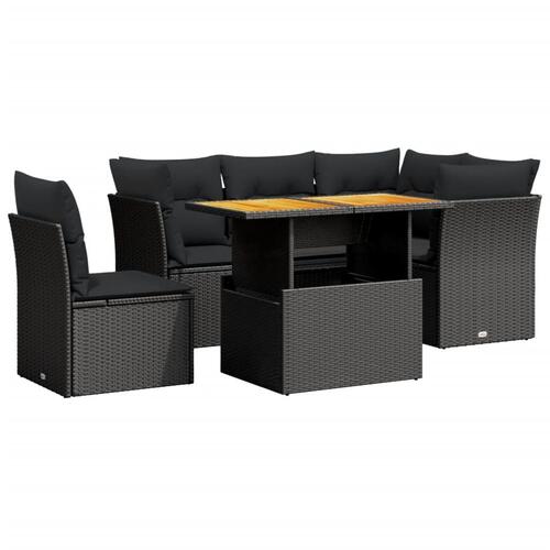 Sofasæt til haven 5 dele med hynder polyrattan sort
