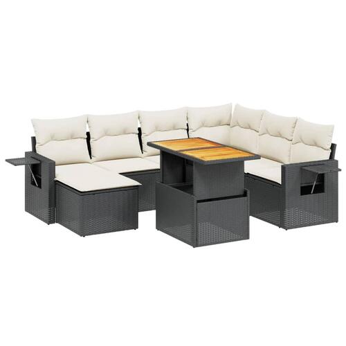 Sofasæt til haven 8 dele med hynder polyrattan sort